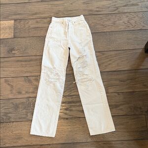 PacSun Cream Button-Fly Denim